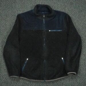 Carbon 2 Cobalt Jacket Mens Large Gray Blue Full Zip Pockets Fleece Deep Pile